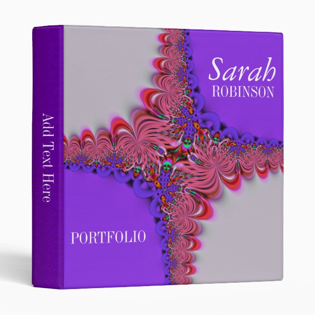 2D-Purple Coral Digital Lace Portfolio Binder (Front/Spine)