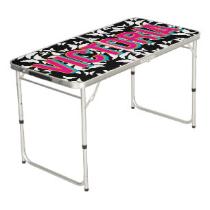 2D Retro Colorful Lettering Butterflies Beer Pong Table