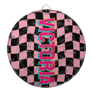 2D Retro Colorful Lettering Name Pink Black Dart Board