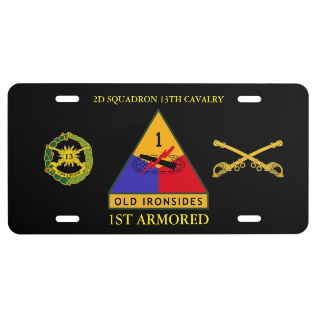 2D SQDN 13TH CAVALRY 1ST ARMORED LICENSE PLATE (Front)