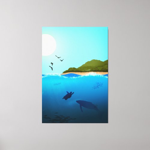 2D Tropical island Canvas Print