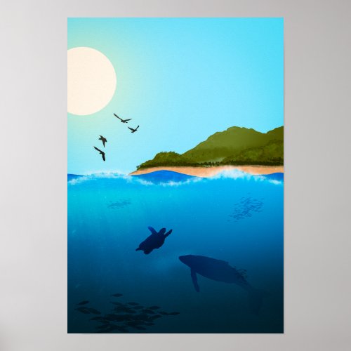 2D Tropical island Poster
