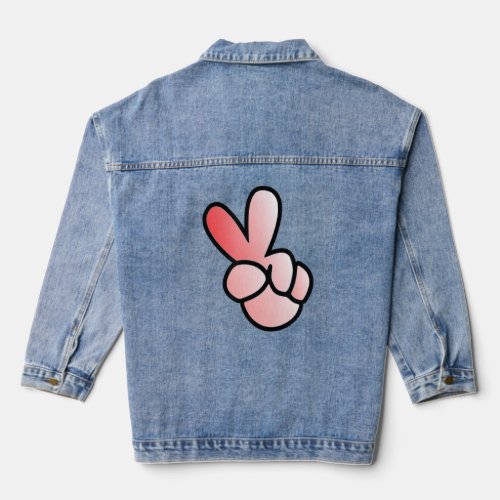 2d V Hand Sign Peace And Victory Sign  Denim Jacket