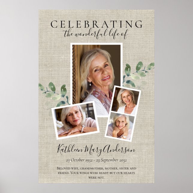 2ftx3ft Eucalyptus Photo Tribute Funeral Memorial Poster (Front)