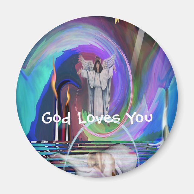 2GodIsNoFantasybywebbie, God Loves You Magnet (Front)