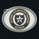 2ID Veteran Oval Belt Buckle<br><div class="desc">2nd Infantry Division Veteran</div>