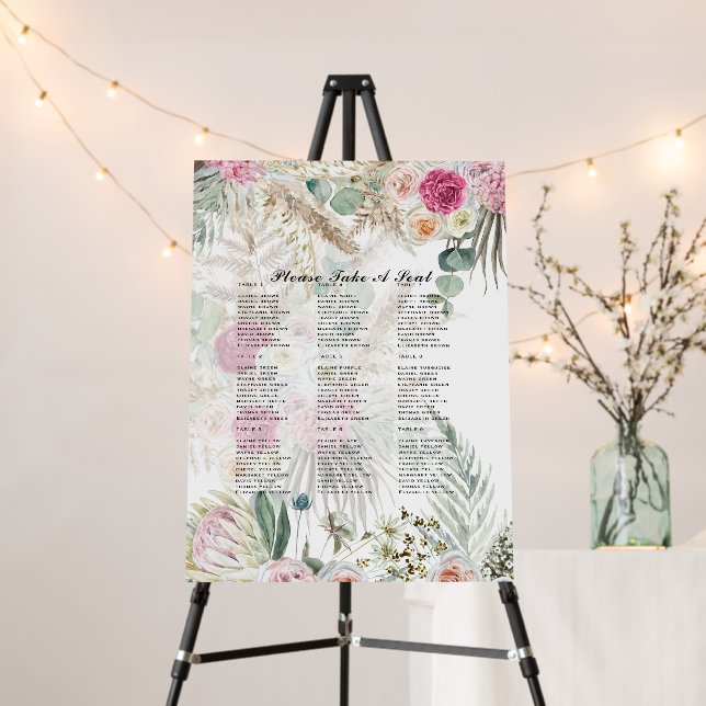 2in1 BOHO SEATING CHART - PHOTO Wall ART Foam Board (In Situ (Stand))