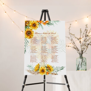 2in1 Boho Sunflowers Roses Wedding Seating Photo F Foam Board