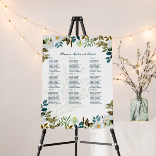 2in1 Greenery Daisies Wedding Seating Photo Foam Board