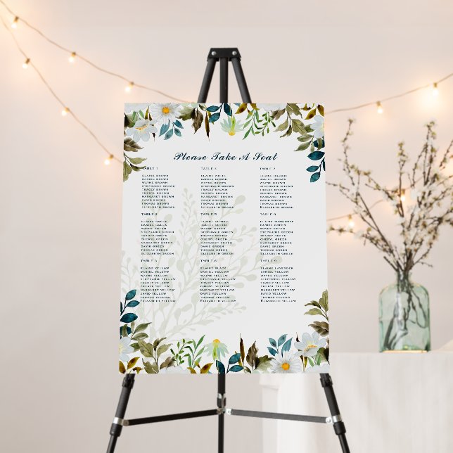 2in1 Greenery Daisies Wedding Seating Photo Foam Board (In Situ (Stand))