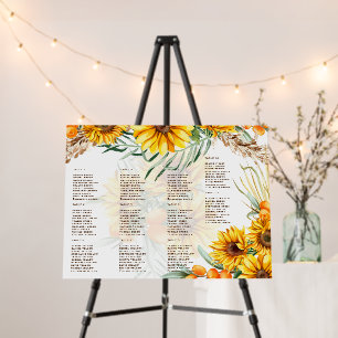 2in1 Rustic Sunflowers Seating Chart Wedding PHOTO Foam Board
