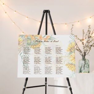2in1 Rustic Sunflowers Seating Chart Wedding PHOTO Foam Board
