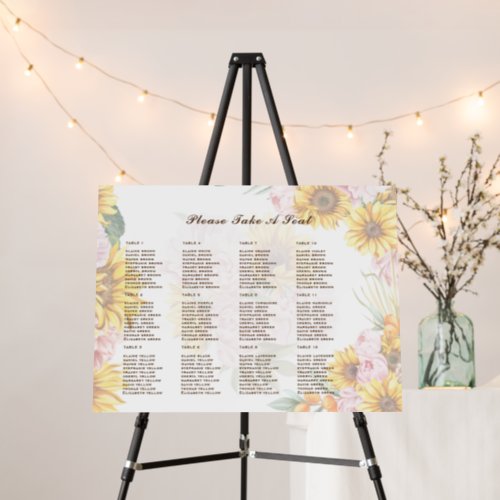 2in1 Rustic Sunflowers Seating Chart Wedding PHOTO Foam Board