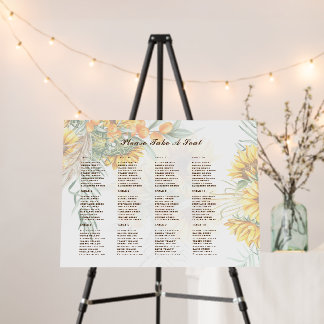 2in1 Rustic Sunflowers Seating Chart Wedding PHOTO Foam Board