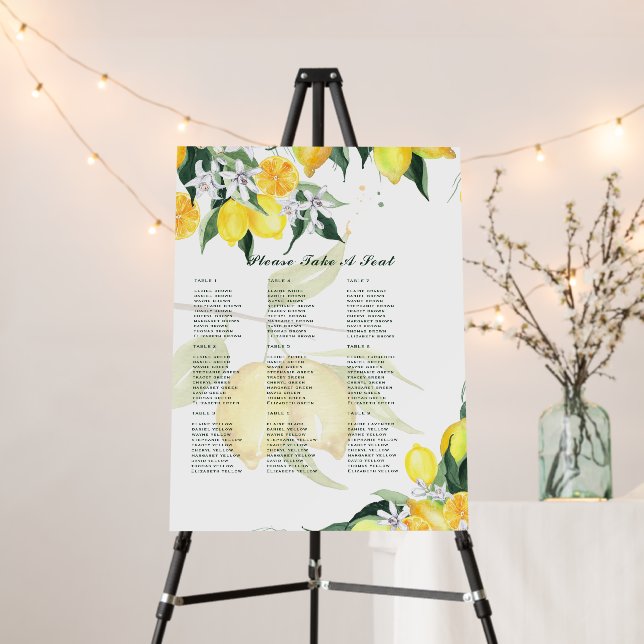 2in1 Yellow Lemons Wedding Seating Photo Foam Board (In Situ (Stand))