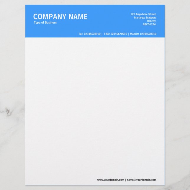 2in Color Header - Blue 3399FF Letterhead (Front)