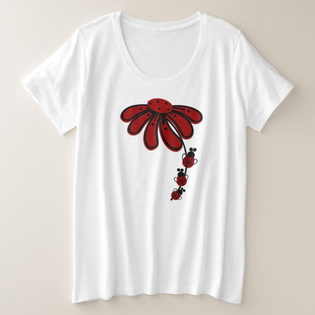 #2Ladybug  double sided Women's Plus-Siz Plus Size T-Shirt (Design Front)