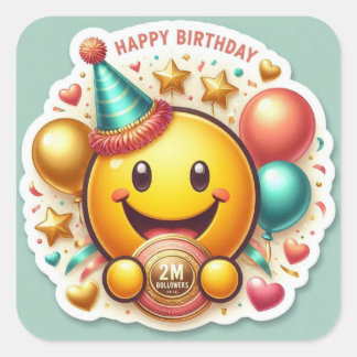 2M Followers Birthday Square Sticker