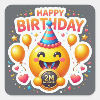 2M Followers Birthday Square Sticker