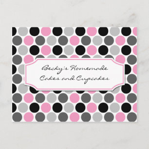#2Modern Pink Gray Black Circles Recipe Cards