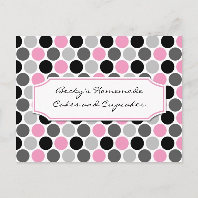 #2Modern Pink Gray Black Circles Recipe Cards (Front)
