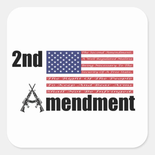 2nd Amendment AR Rifles A and Flag Square Sticker