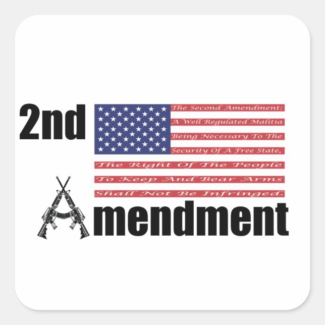 2nd Amendment AR Rifles A and Flag Square Sticker (Front)