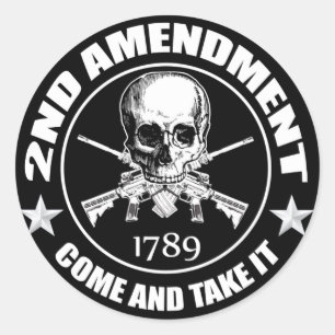 2nd Amendment Come And Take It Skull And AR's Classic Round Sticker