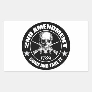 2nd Amendment Come And Take It Skull And AR's Rectangular Sticker