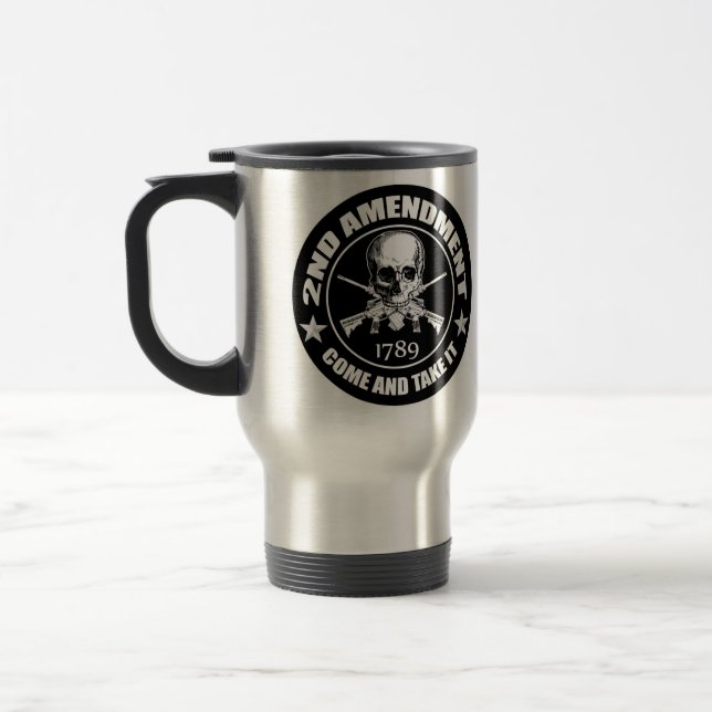 2nd Amendment Come And Take It Skull And AR's Travel Mug (Left)