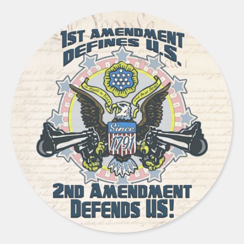 2nd Amendment Defends  Gun_Toting Eagle Gear Classic Round Sticker