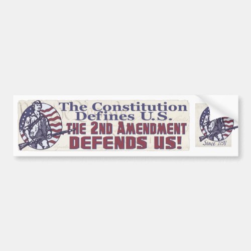 2nd Amendment Defends Us Shirts and Gifts Bumper Sticker