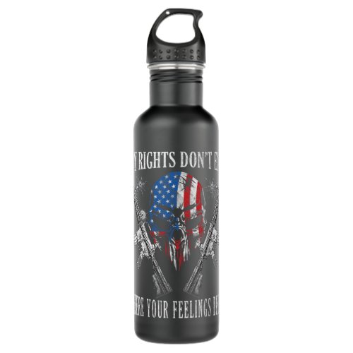 2nd Amendment Feelings America USA Patriotic Skull Stainless Steel Water Bottle