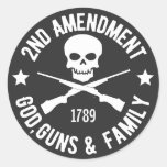 2nd Amendment, God, guns &amp; Family  Classic Round Sticker