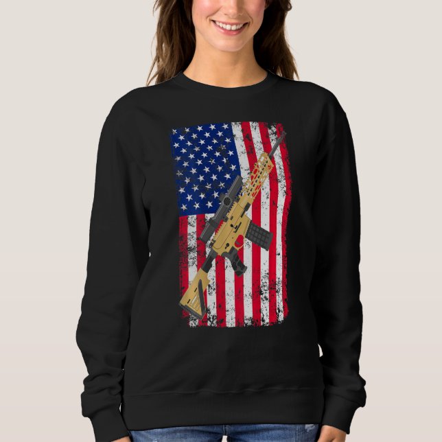 2nd Amendment On Back American Flag Usa Rifle Gun  Sweatshirt (Front)