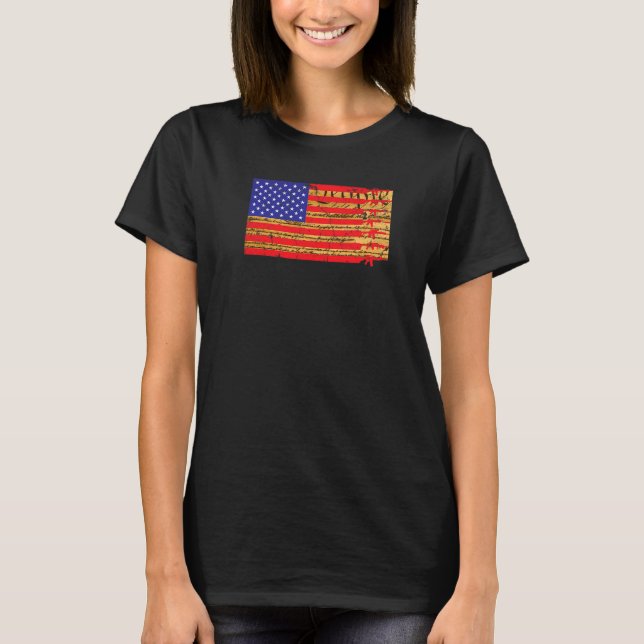 2nd Amendment  Semi Automatic Rifle American Flag T-Shirt (Front)