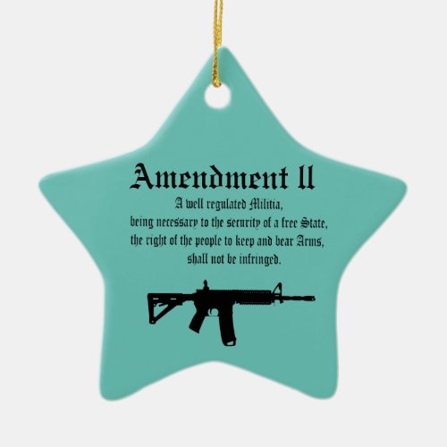 2nd Amendment Teal USA Constitution Bear Arms Ceramic Ornament