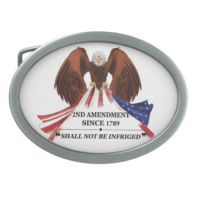 2nd Amendment  Throw Pillow Belt Buckle (Front)
