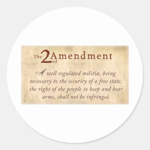 2nd Amendment Vintage Classic Round Sticker