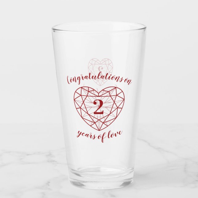 2nd anniversary 2 years of love garnet custom glass (Front)