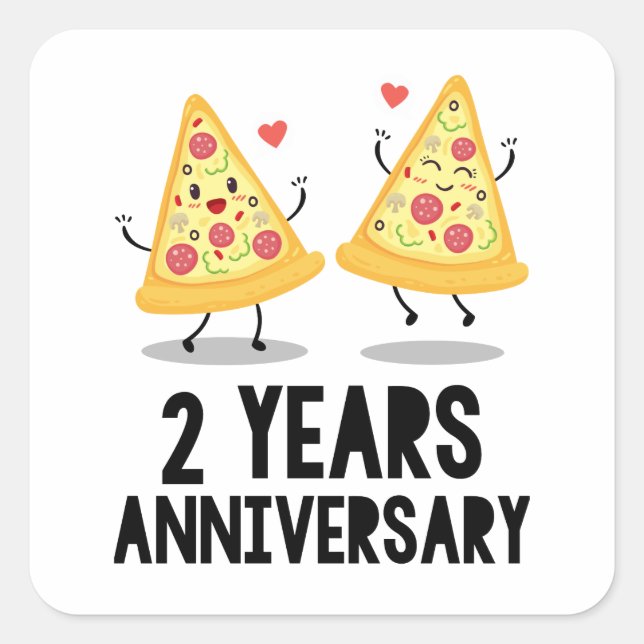 2nd Anniversary 2 Years Square Sticker (Front)