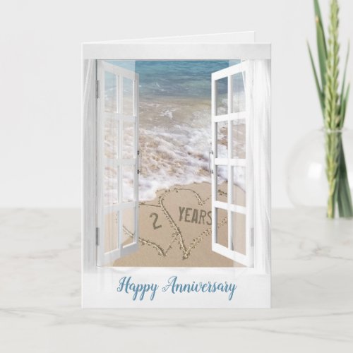 2nd Anniversary Beach Hearts Card