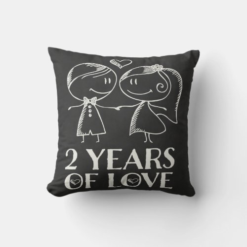 2nd Anniversary Chalk Couple Gift Throw Pillow