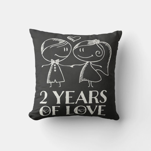 2nd Anniversary Chalk Couple Gift Throw Pillow (Front)