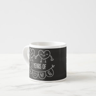 2nd Anniversary Gift For Her Chalk Hearts Hand Dra Espresso Cup
