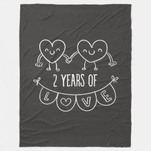2nd Anniversary Gift For Her Chalk Hearts Hand Dra Fleece Blanket