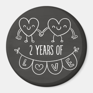 2nd Anniversary Gift For Her Chalk Hearts Hand Dra Magnet