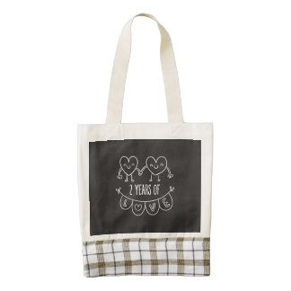 2nd Anniversary Gift For Her Chalk Hearts Hand Dra Zazzle HEART Tote Bag