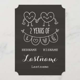2nd Anniversary Gift For Her Chalk Personalized Card