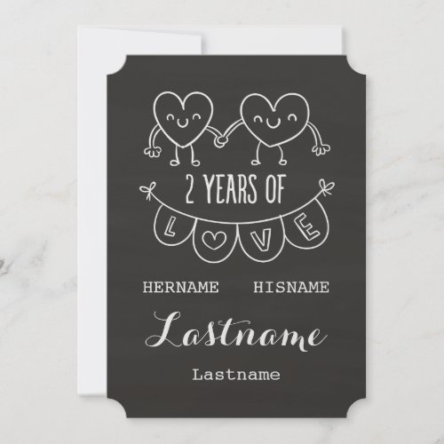 2nd Anniversary Gift For Her Chalk Personalized Card